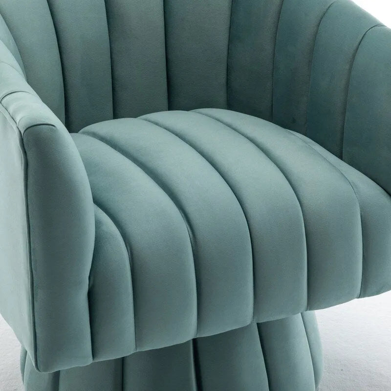 SEYNAR Set of 2 Modern Glam Velvet Upholstered Round Swivel Accent Barrel Chairs 22