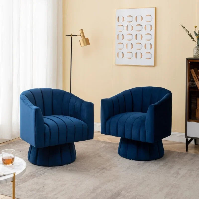 SEYNAR Set of 2 Modern Glam Velvet Upholstered Round Swivel Accent Barrel Chairs 26