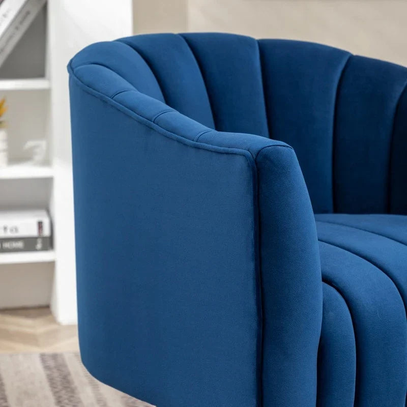 SEYNAR Set of 2 Modern Glam Velvet Upholstered Round Swivel Accent Barrel Chairs 33
