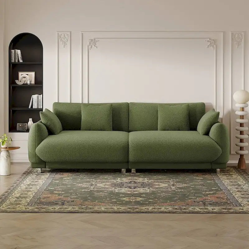 Modern Upholstered Sofa with Plush Cushions and Solid Wood Frame 4