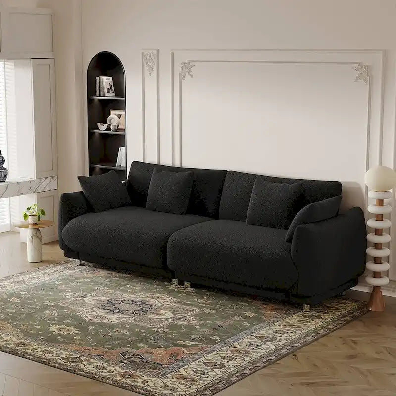 Modern Upholstered Sofa with Plush Cushions and Solid Wood Frame 11