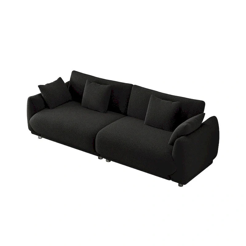 86.6" Contemporary Teddy Velvet Triple Sofa with 4 Cushions and Metal Legs 12