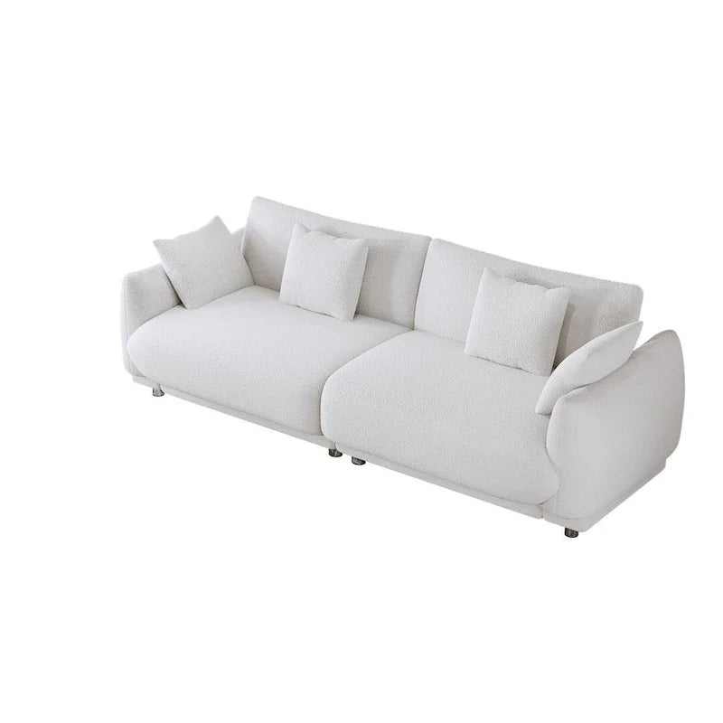 86.6" Contemporary Teddy Velvet Triple Sofa with 4 Cushions and Metal Legs 17