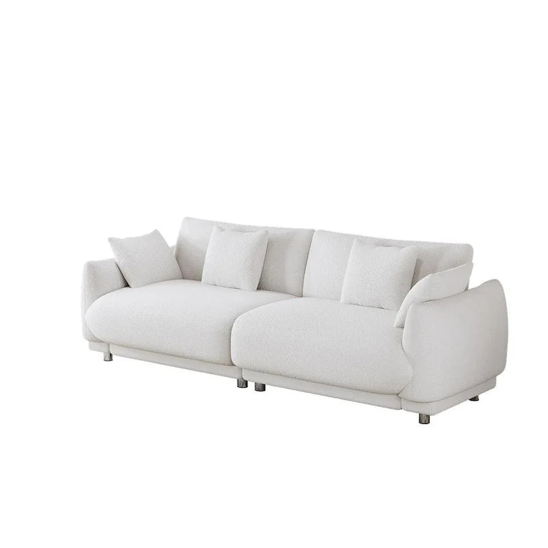 86.6" Contemporary Teddy Velvet Triple Sofa with 4 Cushions and Metal Legs 19