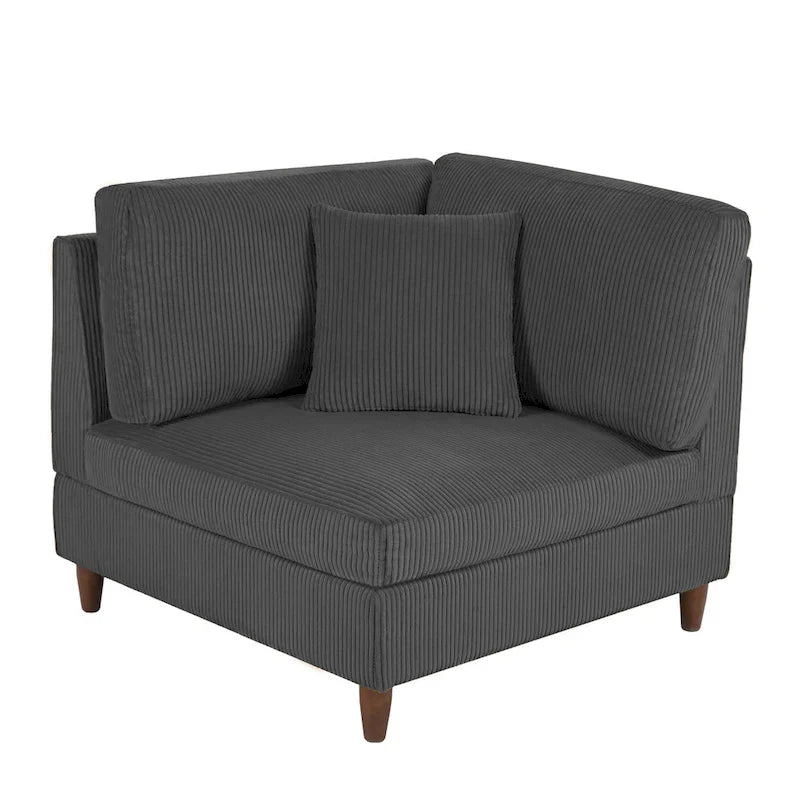 5-Piece Corduroy Modular Sectional Sofa with Ottoman 9