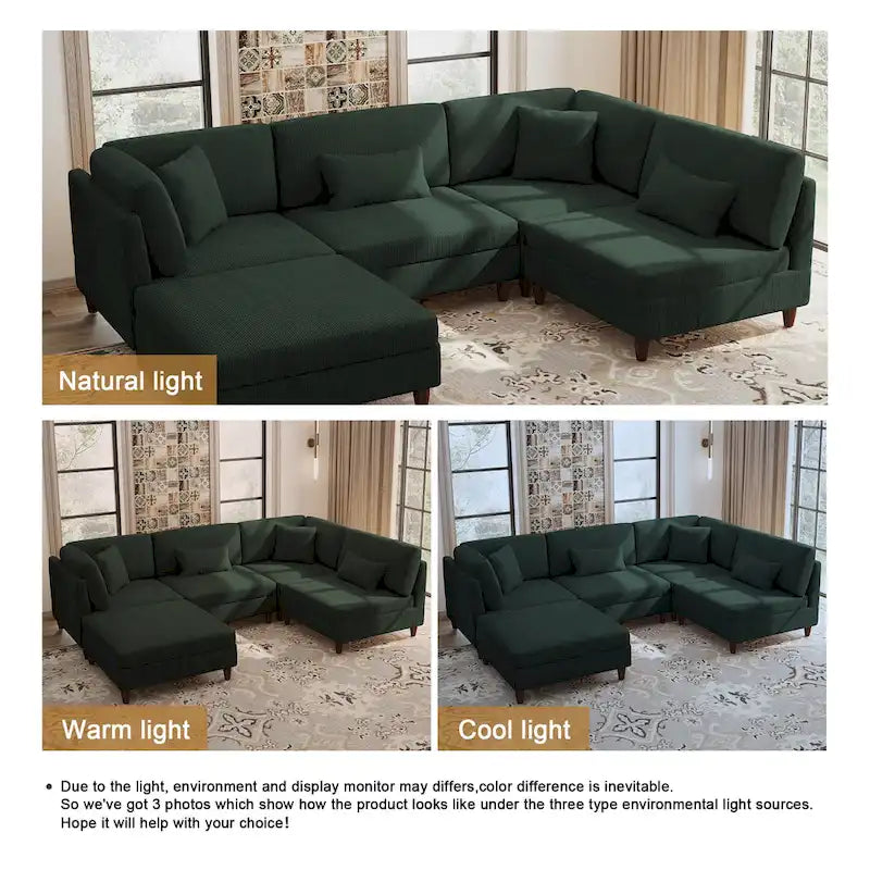 Modular Sectional Sofa with Ottoman and Configurable Design 30