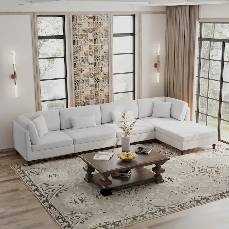 Modular Sectional Sofa with Ottoman and Configurable Design 33