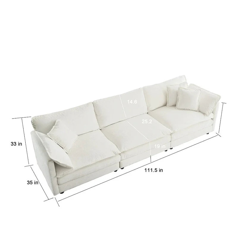 Modern 3-Piece Upholstered Sectional Sofa Set 3