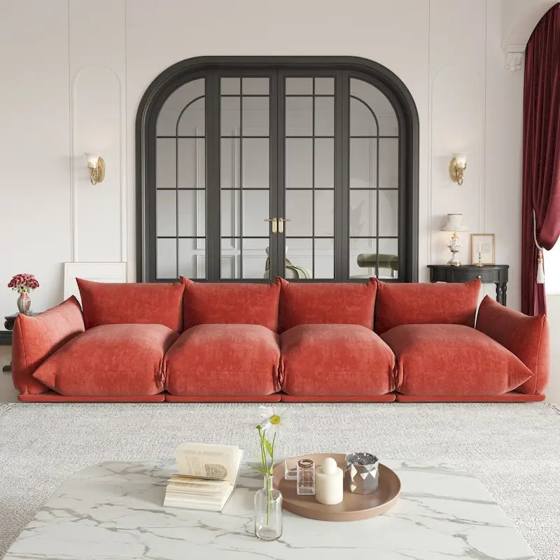 Spacious Mid-Century Modern Chenille Sectional Sofa - 4-Seater Modular Couch with Plush Cushions 20