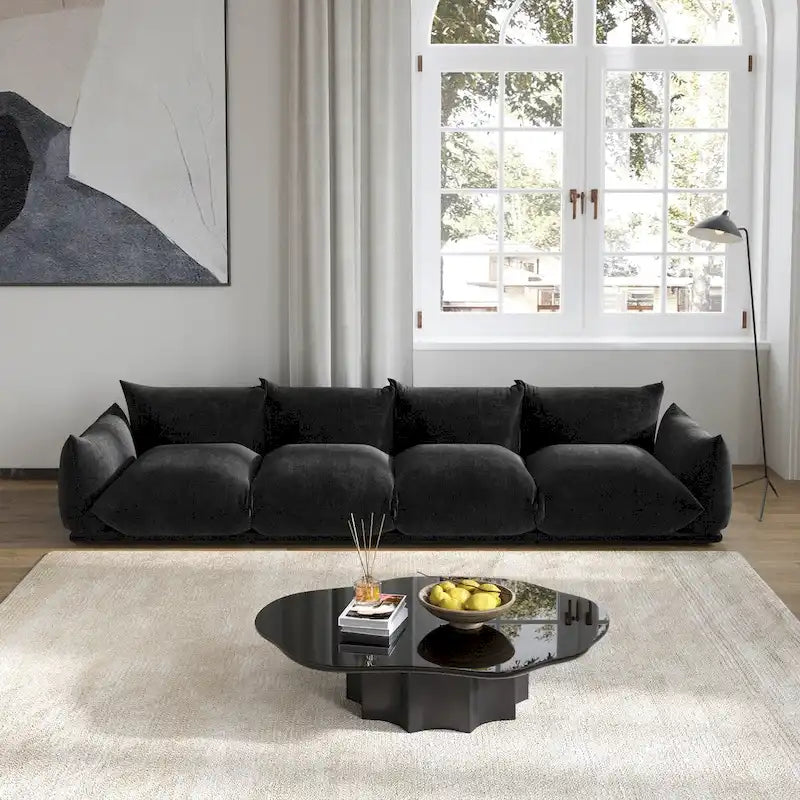 Spacious Mid-Century Modern Chenille Sectional Sofa - 4-Seater Modular Couch with Plush Cushions 21