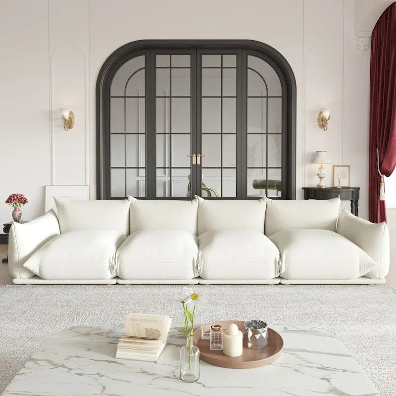 Spacious Mid-Century Modern Chenille Sectional Sofa - 4-Seater Modular Couch with Plush Cushions 22