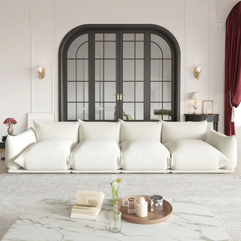 Spacious Mid-Century Modern Chenille Sectional Sofa - 4-Seater Modular Couch with Plush Cushions 8