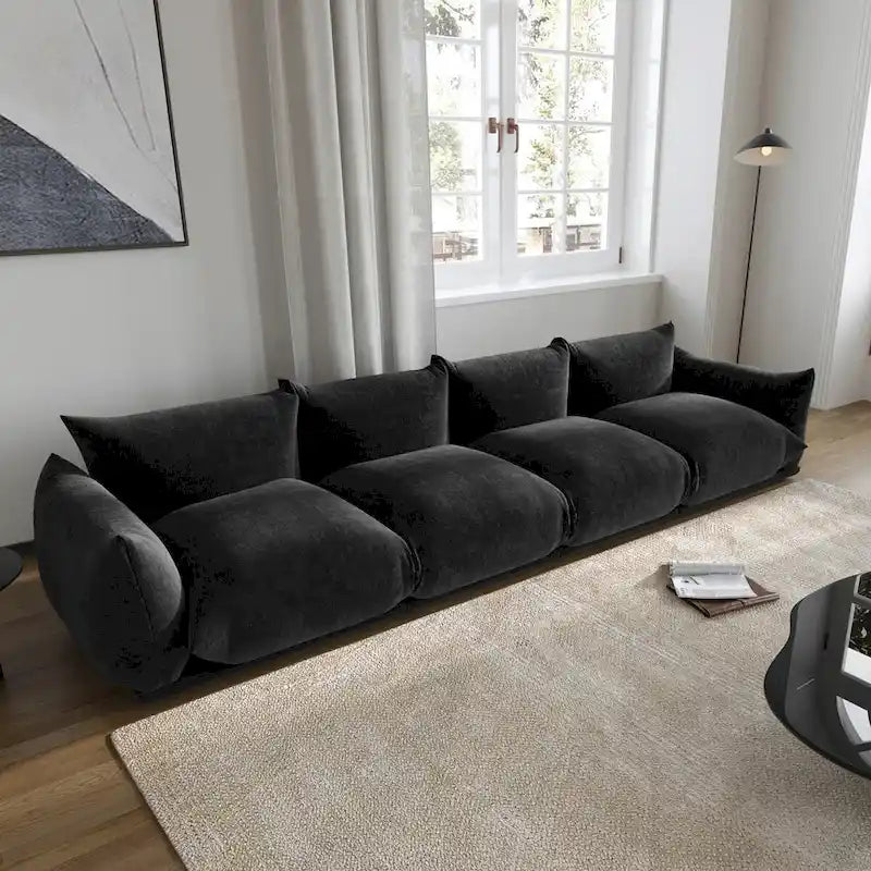 Spacious Mid-Century Modern Chenille Sectional Sofa - 4-Seater Modular Couch with Plush Cushions 13