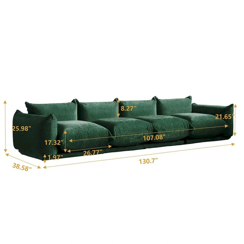 Spacious Mid-Century Modern Chenille Sectional Sofa - 4-Seater Modular Couch with Plush Cushions 19