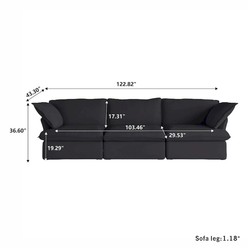 Contemporary 3-Seat Modular Sectional Sofa for Living Room - Comfortable Convertible Couch 17