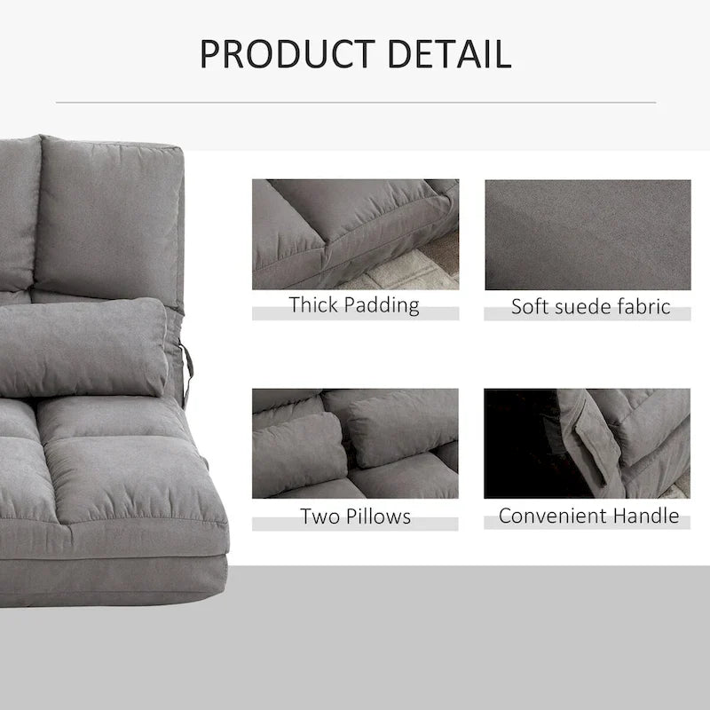 Versatile Floor Sofa Chair with 2 Cushions and Adjustable Backrest 7