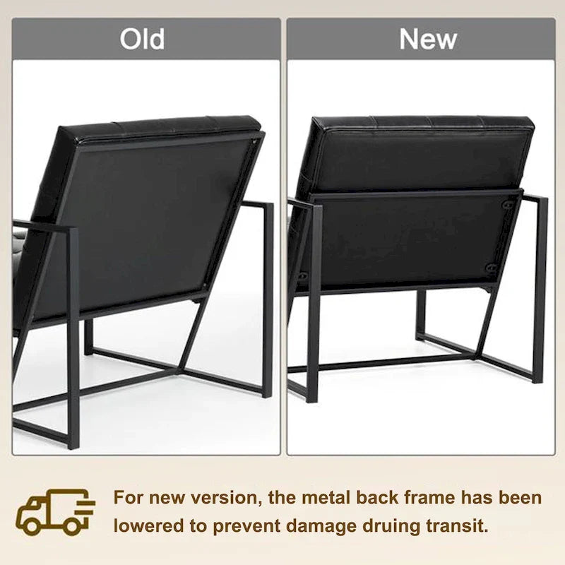 Glitzhome Set of 2 Mid-Century Tufted Accent Chairs in 29.25W PU Leather 10