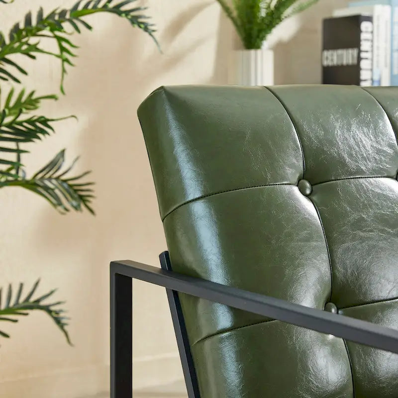 Glitzhome Set of 2 Mid-Century Tufted Accent Chairs in 29.25W PU Leather 19