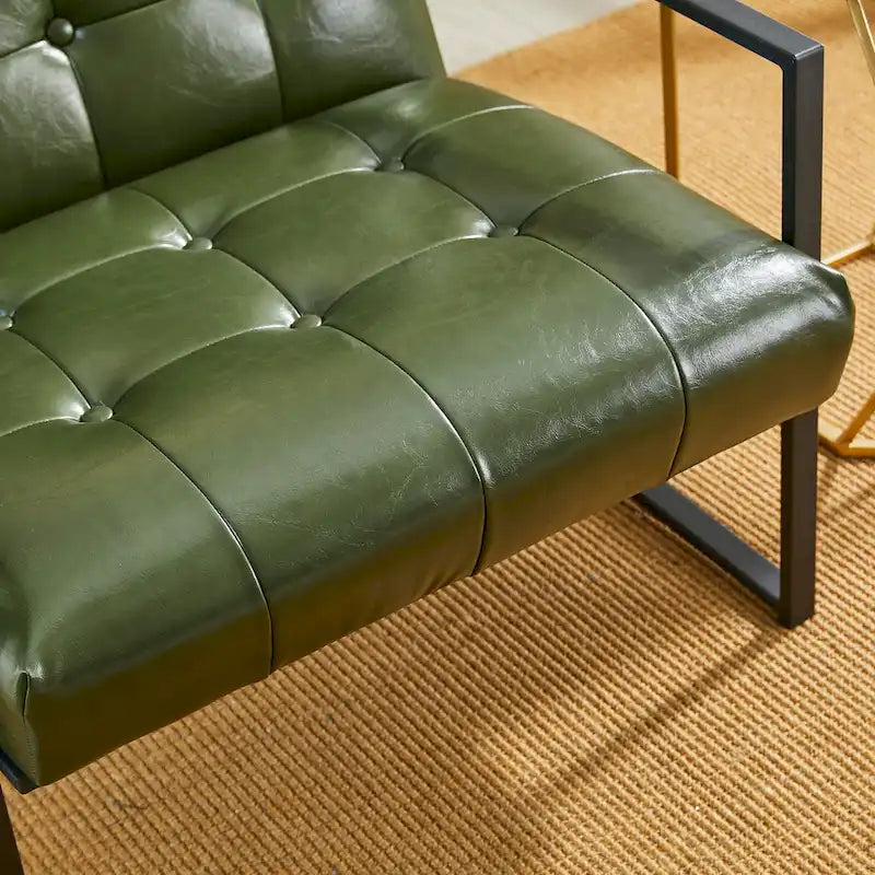 Glitzhome Set of 2 Mid-Century Tufted Accent Chairs in 29.25W PU Leather 20