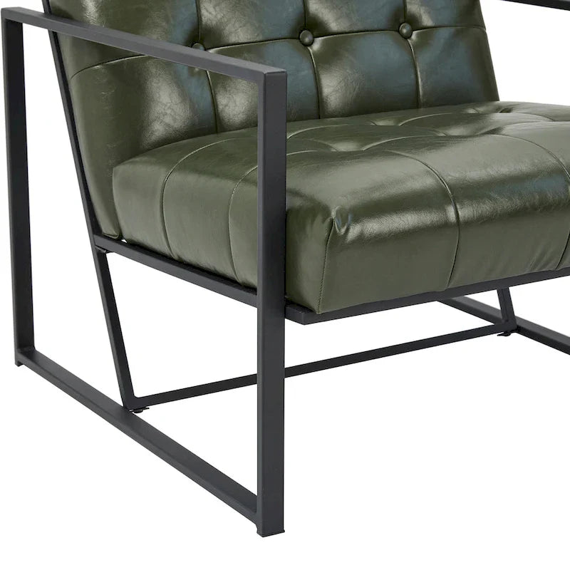 Glitzhome Set of 2 Mid-Century Tufted Accent Chairs in 29.25W PU Leather 21