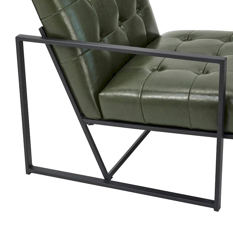 Glitzhome Set of 2 Mid-Century Tufted Accent Chairs in 29.25W PU Leather 22