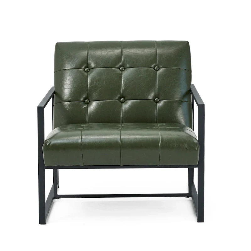 Glitzhome Set of 2 Mid-Century Tufted Accent Chairs in 29.25W PU Leather 23