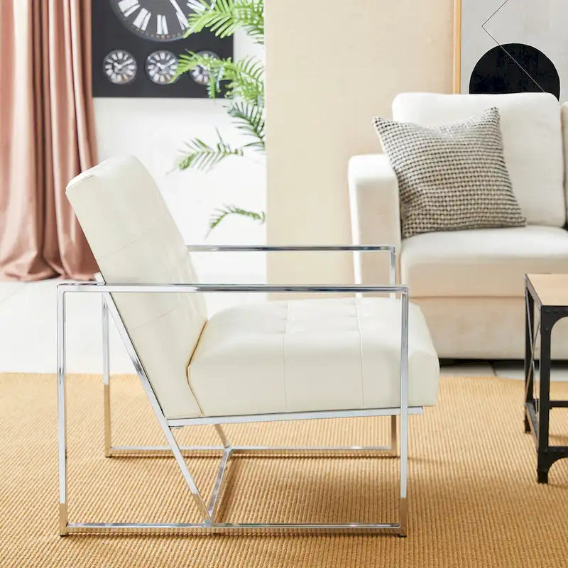 Glitzhome Set of 2 Mid-Century Tufted Accent Chairs in 29.25W PU Leather 30
