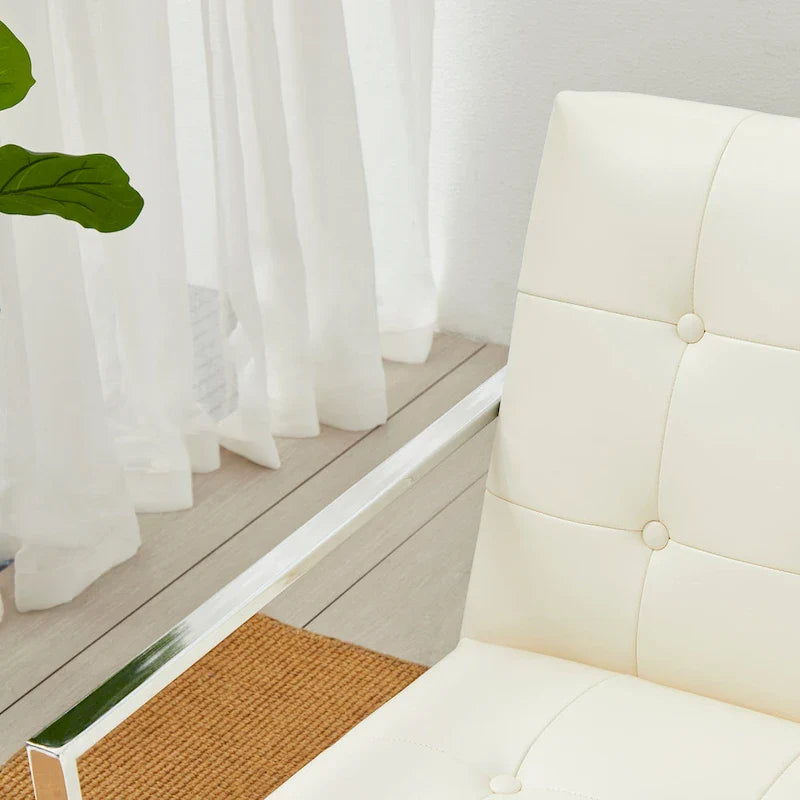 Glitzhome Set of 2 Mid-Century Tufted Accent Chairs in 29.25W PU Leather 32