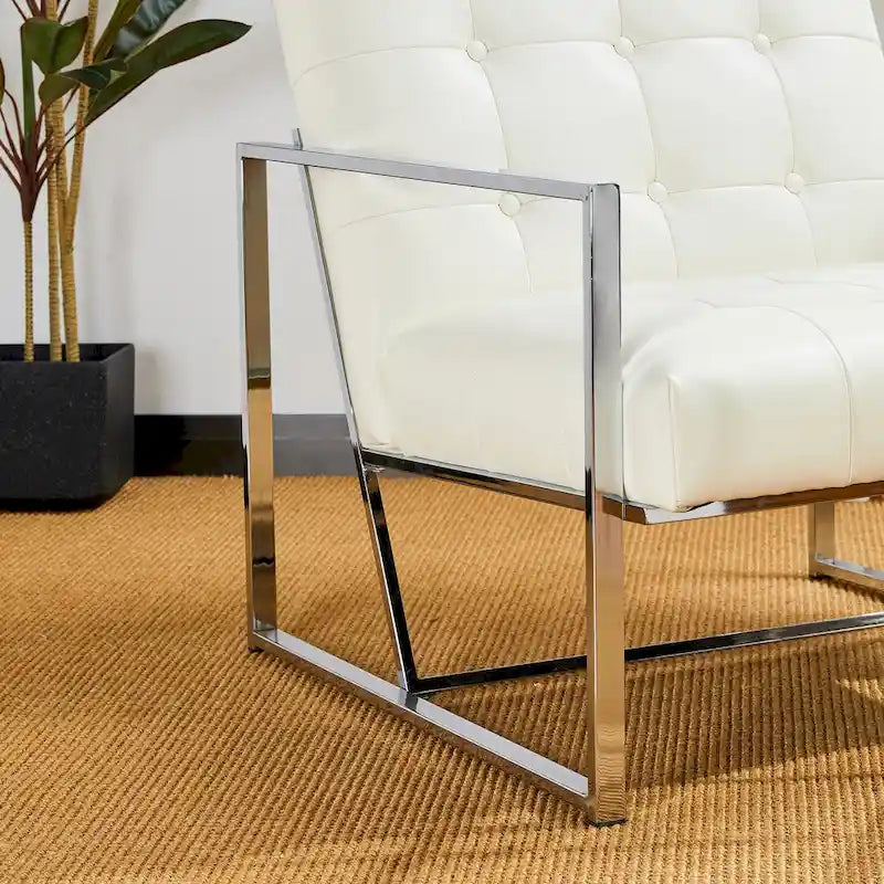 Glitzhome Set of 2 Mid-Century Tufted Accent Chairs in 29.25W PU Leather 33