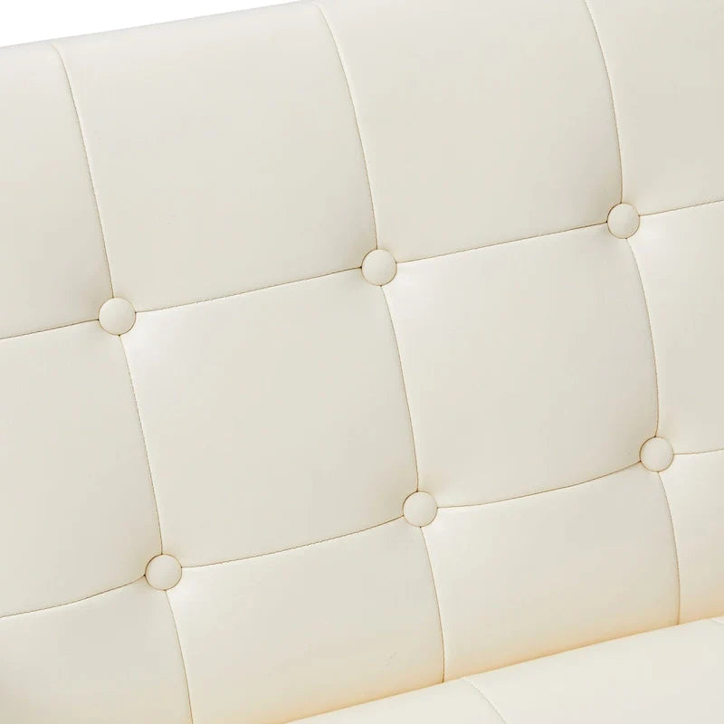 Glitzhome Set of 2 Mid-Century Tufted Accent Chairs in 29.25W PU Leather 34