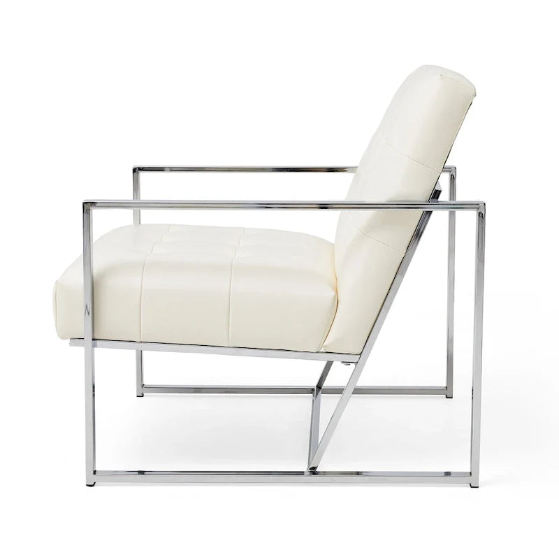 Glitzhome Set of 2 Mid-Century Tufted Accent Chairs in 29.25W PU Leather 35