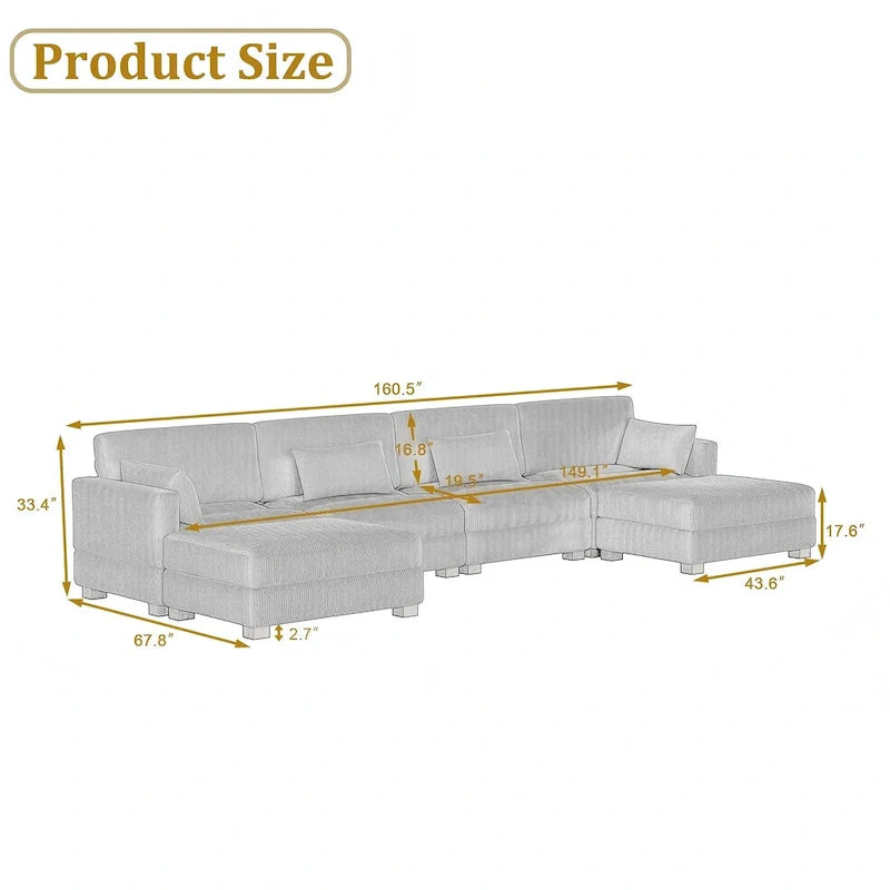 Corduroy Modular Sectional Sofa for Living Room 4