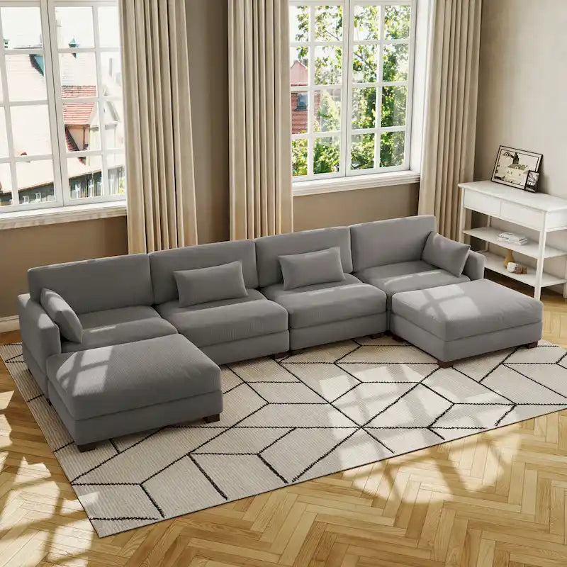 Corduroy Modular Sectional Sofa for Living Room 8