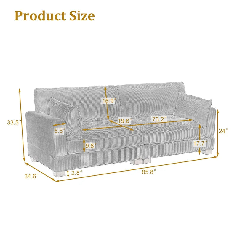 Corduroy Modular Sectional Sofa for Living Room 14
