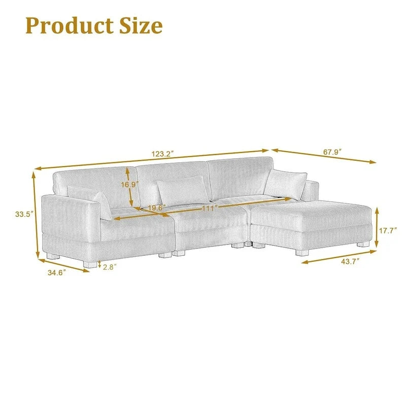 Corduroy Modular Sectional Sofa for Living Room 25