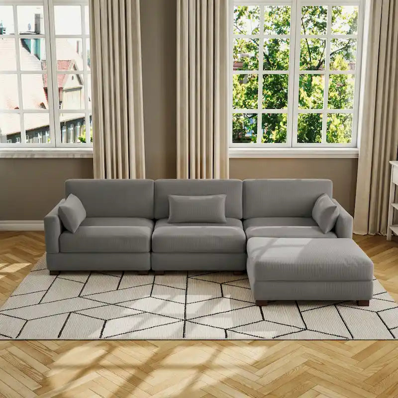 Corduroy Modular Sectional Sofa for Living Room 28