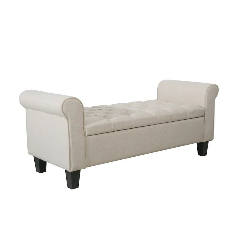 Porthos Home Theon Fabric Button-Tufted Flip-Top Storage Bench 24