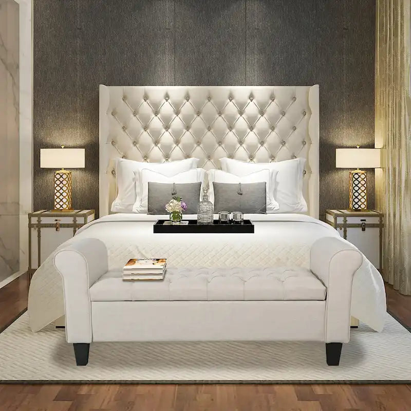 Porthos Home Theon Fabric Button-Tufted Flip-Top Storage Bench 1