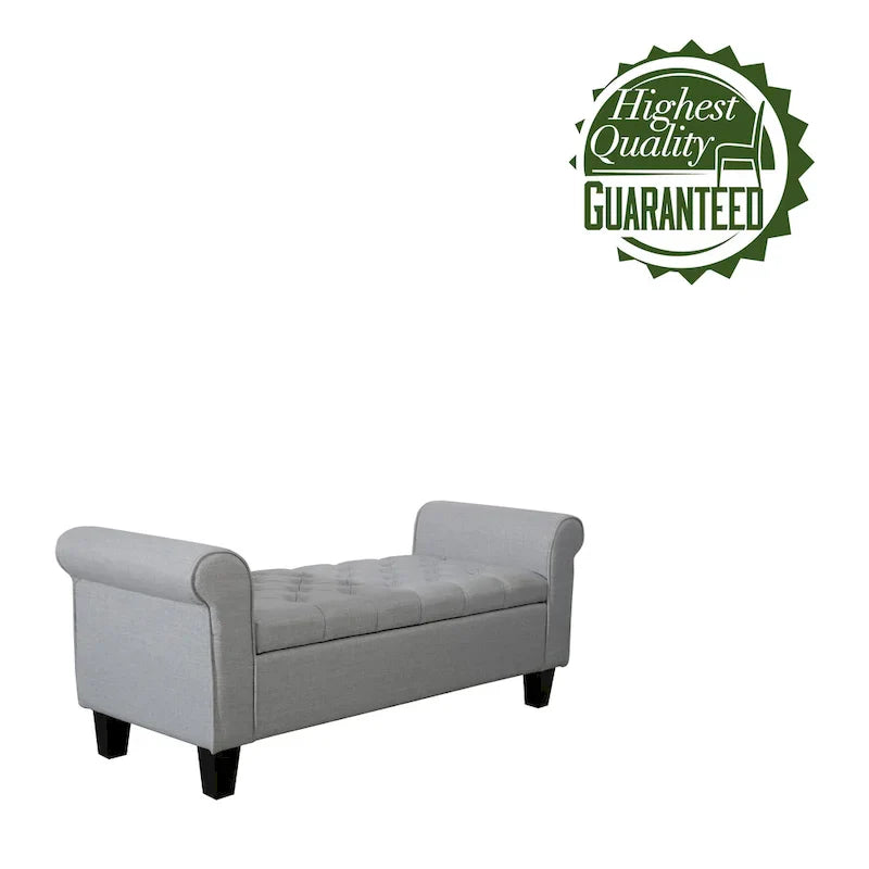 Porthos Home Theon Fabric Button-Tufted Flip-Top Storage Bench 9