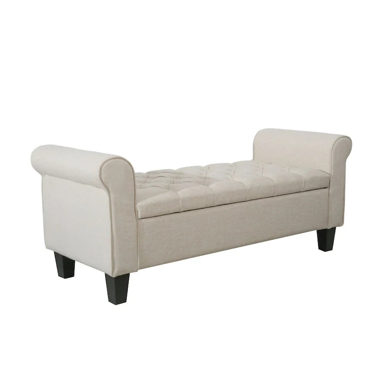 Porthos Home Theon Fabric Button-Tufted Flip-Top Storage Bench 10