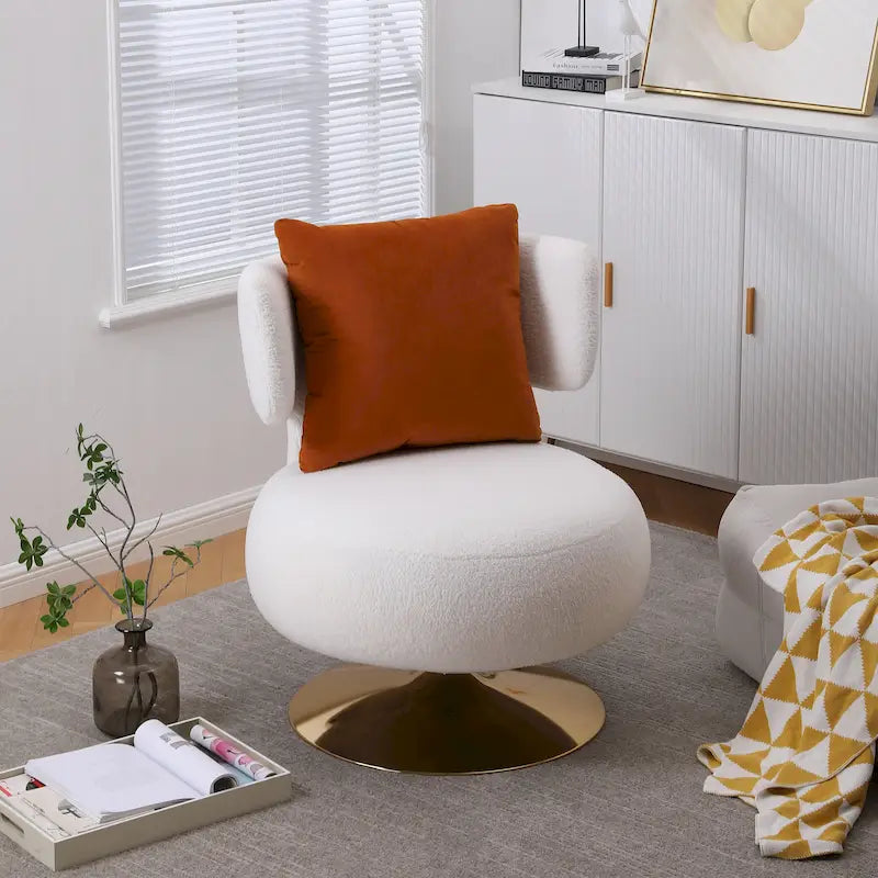 Round Barrel Chair with Fabric and Swivel Design 40