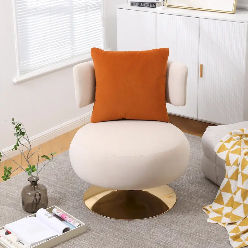 Round Barrel Chair with Fabric and Swivel Design 42