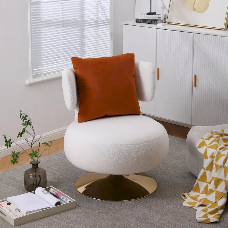 Round Barrel Chair with Fabric and Swivel Design 1