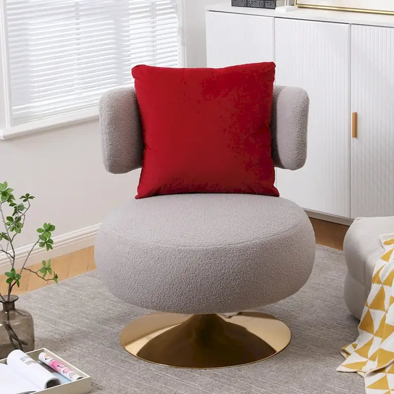 Round Barrel Chair with Fabric and Swivel Design 2