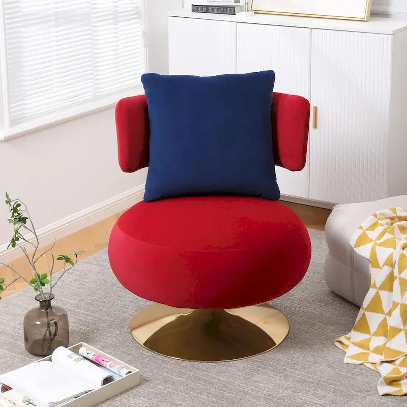 Round Barrel Chair with Fabric and Swivel Design 4