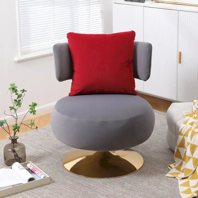 Round Barrel Chair with Fabric and Swivel Design 6