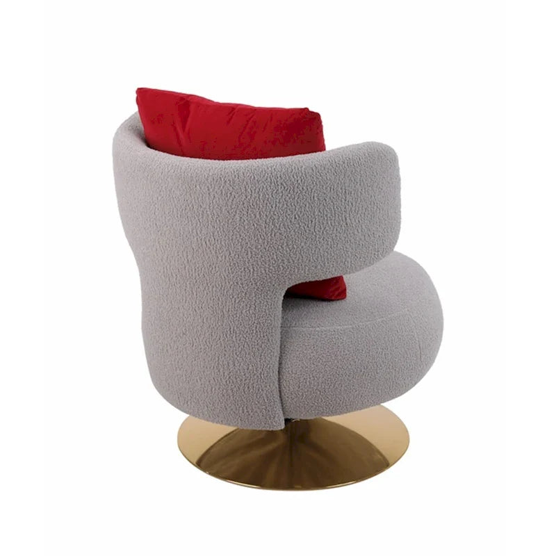 Round Barrel Chair with Fabric and Swivel Design 35