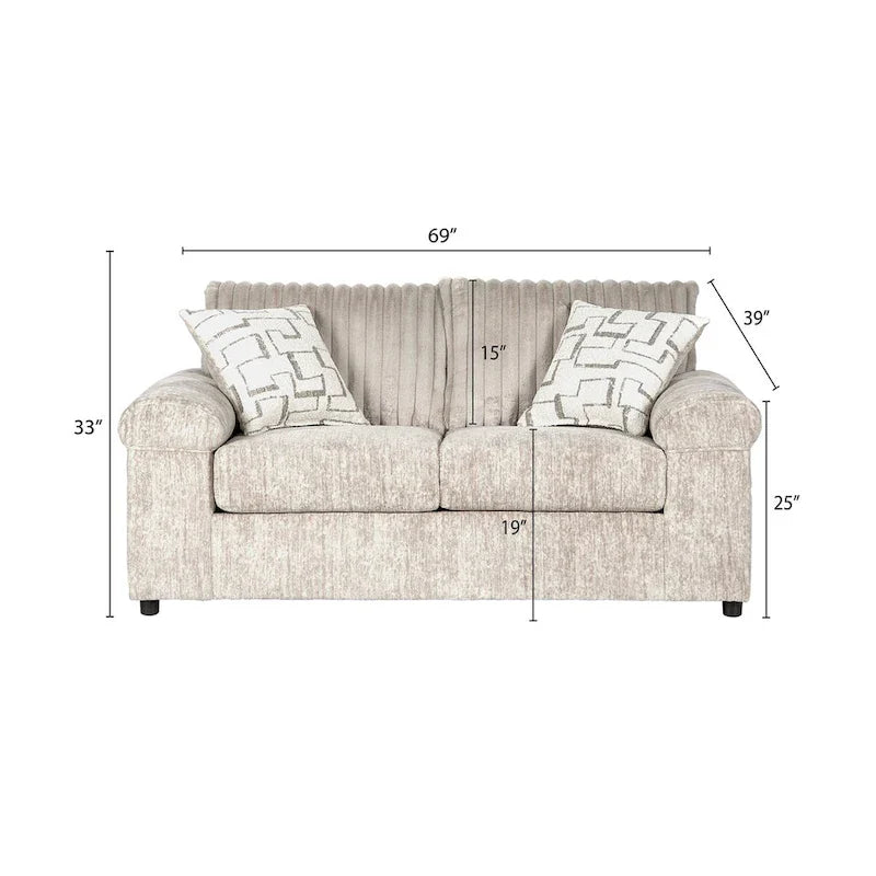 Roundhill Furniture Nason Wide Wale Corduroy Sofa, Loveseat, and Cuddle Chair Collection 11
