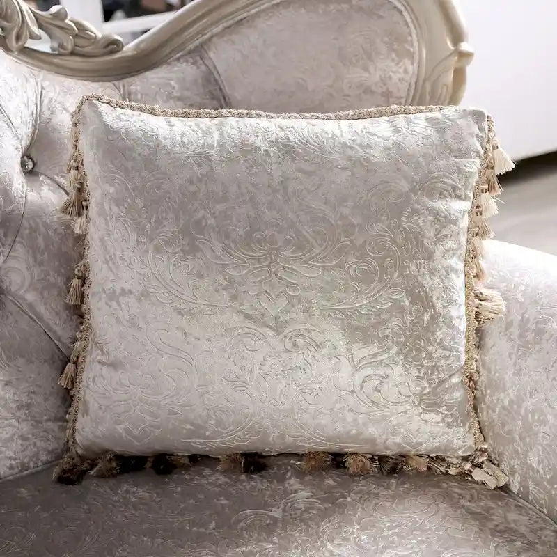 Clarissa Traditional Sofa Set by Furniture of America - Featuring Button Tufted Back and Accent Pillows 3