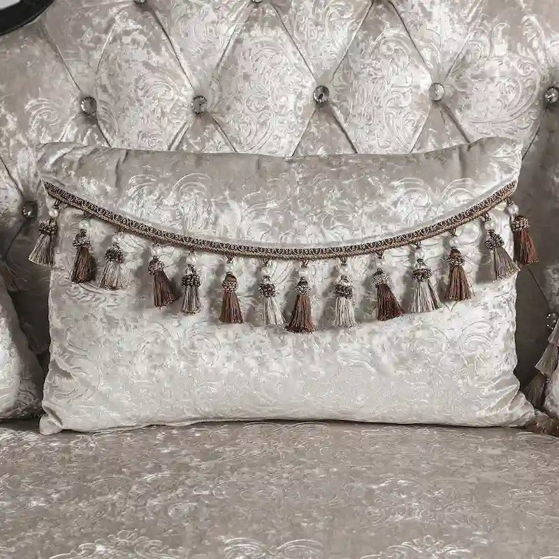 Clarissa Traditional Sofa Set by Furniture of America - Featuring Button Tufted Back and Accent Pillows 10